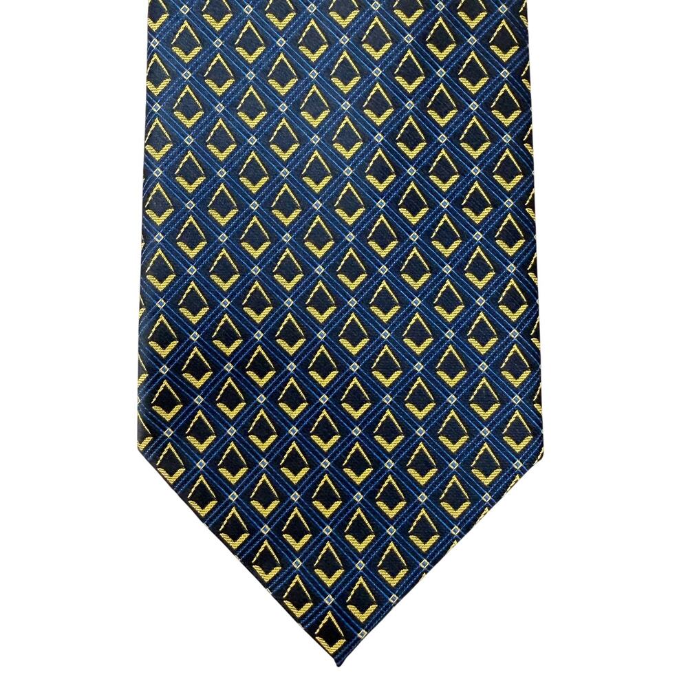 Cornelia James blue gold black 100% polyester men's Neck Tie suit neckwear